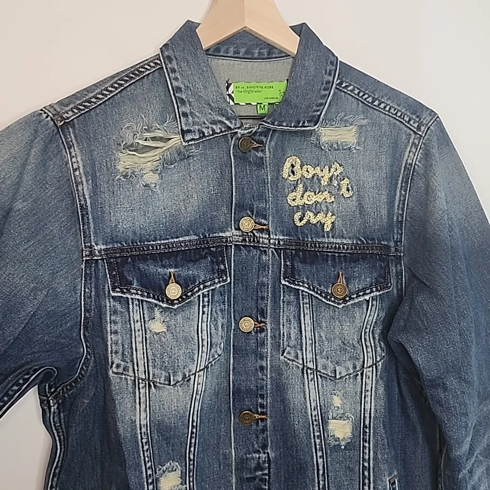Sandrine Rose by Free People boys dont cry distressed jean jacket size m… - Picture 2 of 8